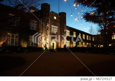 レンガ造りの建物（立教大学本館）の夜景 46724317