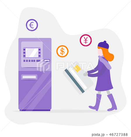 Girl goes to ATM with bank card Personal finance Girl goes to ATM with bank card Personal finance 46727388