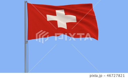 Isolate flag of Switzerland on a flagpole. Isolate flag of Switzerland on a flagpole. 46727821