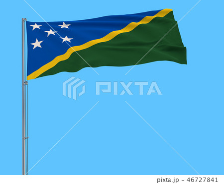 Isolate flag of Solomon Islands on a flagpole 46727841