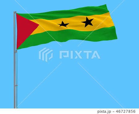 Flag of Sao Tome and Principe on the flagpole 46727856