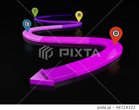 pink line with arrow at the end and checkpoints 46729322