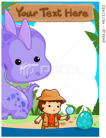 Science kids camping with dinosaur poster vector. Science kids camping with dinosaur poster vector. 46732482