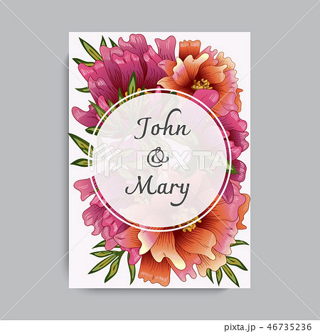 Vector Red peony floral botanical flower. Engraved ink art. Wedding background card decorative 46735236