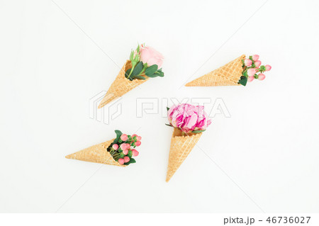 Floral concept with pink peonies, roses petals Floral concept with pink peonies, roses petals 46736027
