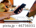 Closeup woman hand working on laptop and mobile  46736031