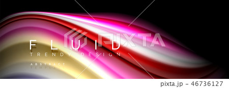 Abstract liquid colorful banner. Trendy wavy dynamic design. Fluid color shapes. 46736127