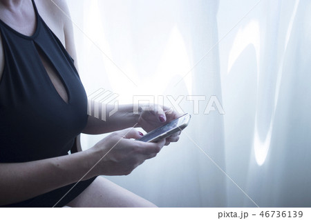 Sexy busty big breasts cleavage 46736139