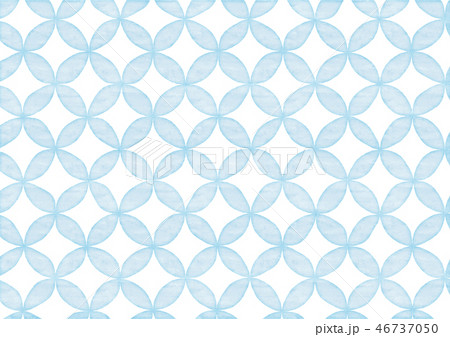 手書き風 和風背景 七宝 水色のイラスト素材