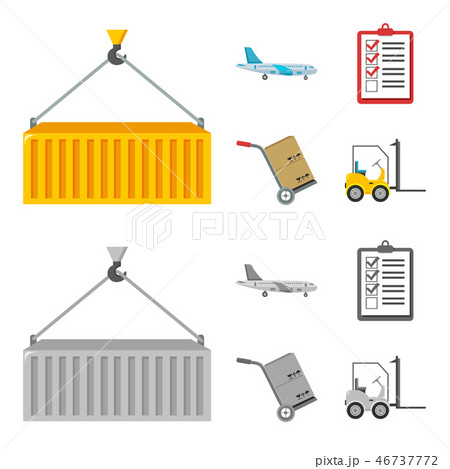 Cargo plane, cart for transportation, boxes, forklift, documents.Logistic,set collection icons in 46737772