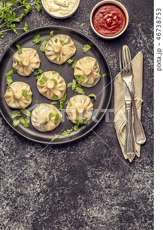 Traditional steamed dumplings Khinkali Traditional steamed dumplings Khinkali 46738753