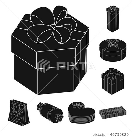 Gift and packing black icons in set collection for design.Colorful packing vector symbol stock web Gift and packing black icons in set collection for design.Colorful packing vector symbol stock web 46739329