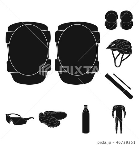 Bicycle outfit black icons in set collection for design. Bicycle and tool vector symbol stock web Bicycle outfit black icons in set collection for design. Bicycle and tool vector symbol stock web 46739351