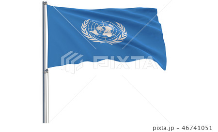 Isolate flag of United Nations - UN on a flagpole 46741051
