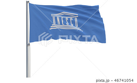 Isolate flag of the UNESCO on a flagpole 46741054
