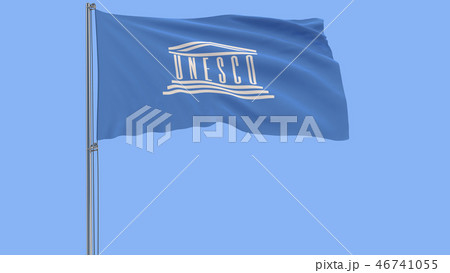 Isolate flag of the UNESCO on a flagpole. 46741055