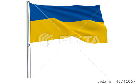 Isolate flag of Ukraine on a flagpole fluttering 46741057