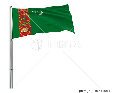Flag of Turkmenistan on a flagpole Flag of Turkmenistan on a flagpole 46741064