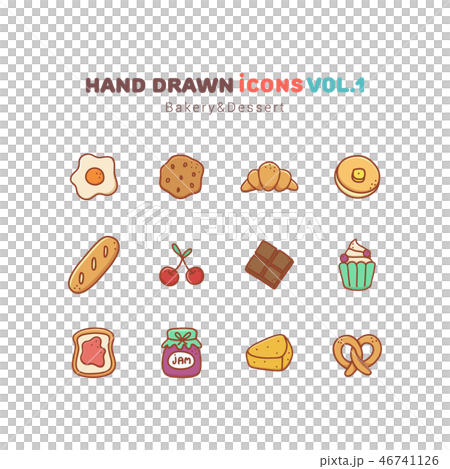 Bakery and Dessert hand drawn icons Bakery and Dessert hand drawn icons 46741126