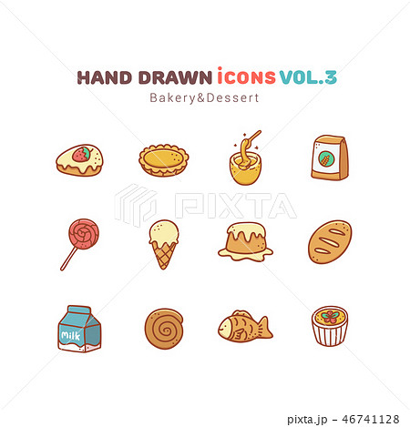 Bakery and Dessert hand drawn icons 46741128