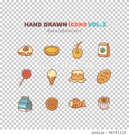 Bakery and Dessert hand drawn icons 46741128