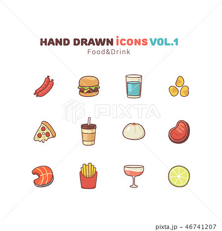 Food and drink hand drawn icons Food and drink hand drawn icons 46741207