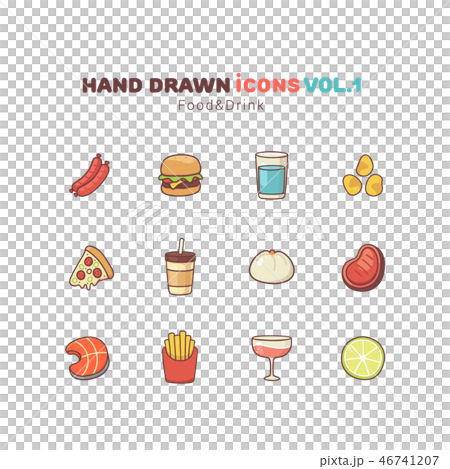 Food and drink hand drawn icons Food and drink hand drawn icons 46741207