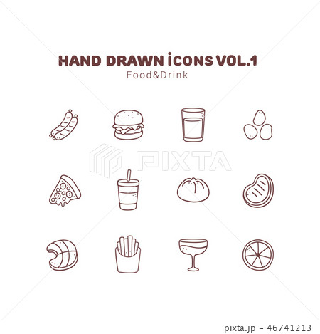 Food and drink hand drawn outline icons Food and drink hand drawn outline icons 46741213