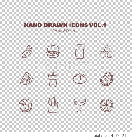 Food and drink hand drawn outline icons Food and drink hand drawn outline icons 46741213