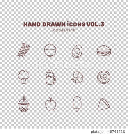 Food and drink hand drawn outline icons Food and drink hand drawn outline icons 46741218