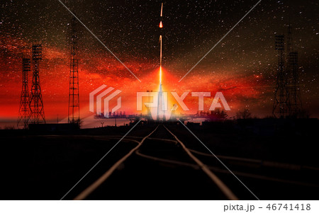 Missile launch at night. 46741418