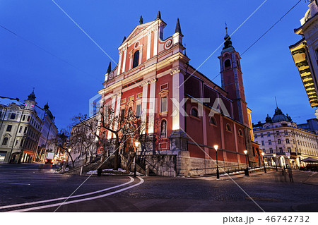 Franciscan Church and Preseren Square in Ljubljana 46742732