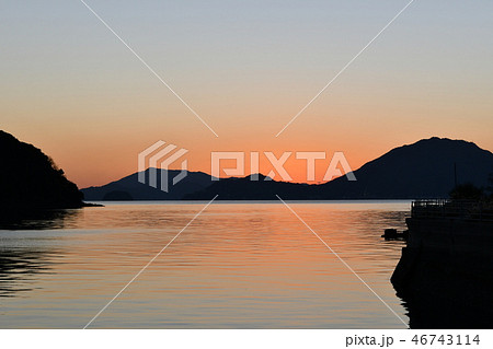しまなみ海道・大三島・宮浦・夕景・夕景・夕暮れ・夕焼け・冬 46743114