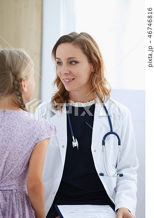 Little child at pediatrician reception Little child at pediatrician reception 46746816