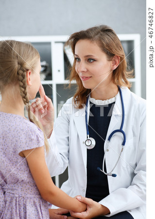 Little child at pediatrician reception Little child at pediatrician reception 46746827