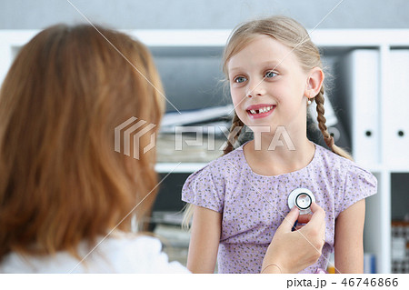 Little child at pediatrician reception Little child at pediatrician reception 46746866