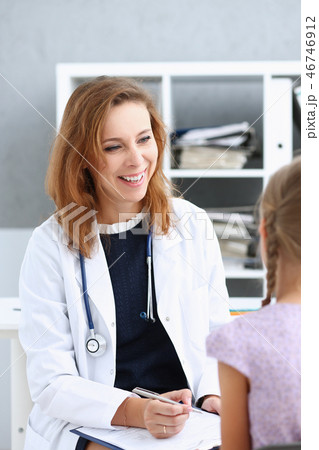 Little child at pediatrician reception Little child at pediatrician reception 46746912