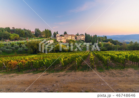 View on Fonterutoli on sunset.   Tuscany 46748646