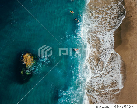 Aerial View From Flying Drone Of People Relaxing 46750457