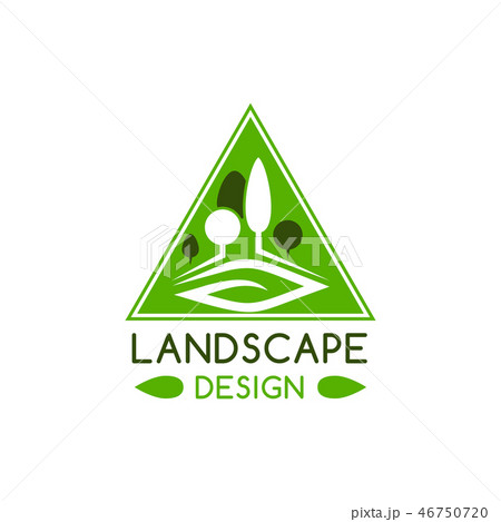 Landscape design badge with green tree and leaf Landscape design badge with green tree and leaf 46750720