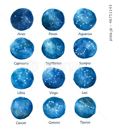 Watercolor set of zodiac signs. Watercolor 46751143