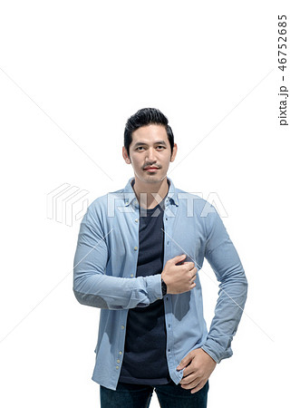 Romantic asian man with blue shirt 46752685