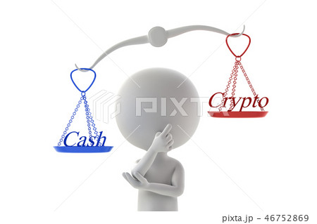 現金と暗号通貨とを比較検討する人物 46752869