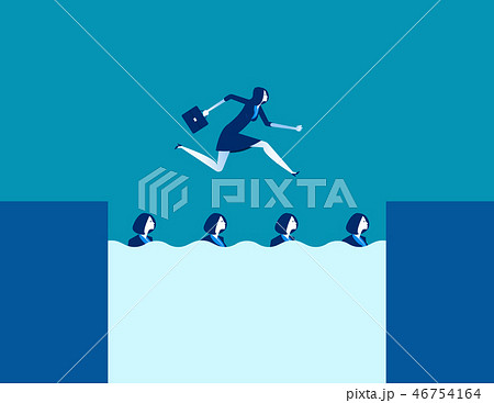 Manager using his staff as stepping to across. 46754164