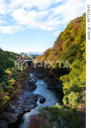 紅葉の高津戸峡　群馬県みどり市 46755642