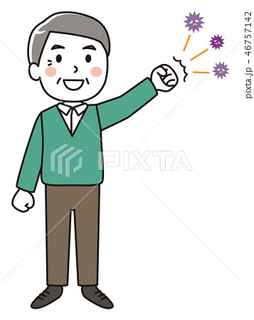ウイルスを撃退するシニア男性 ウイルスを撃退するシニア男性 46757142