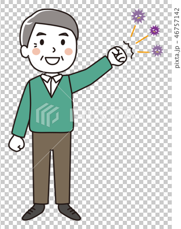 ウイルスを撃退するシニア男性 ウイルスを撃退するシニア男性 46757142