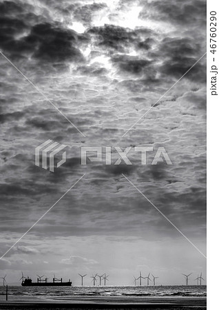 Dramatic Skies above a Ship Wreck at Burbo Bank. Dramatic Skies above a Ship Wreck at Burbo Bank. 46760290