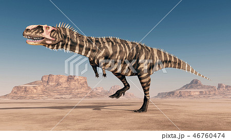 Dinosaur Rajasaurus in the desert 46760474