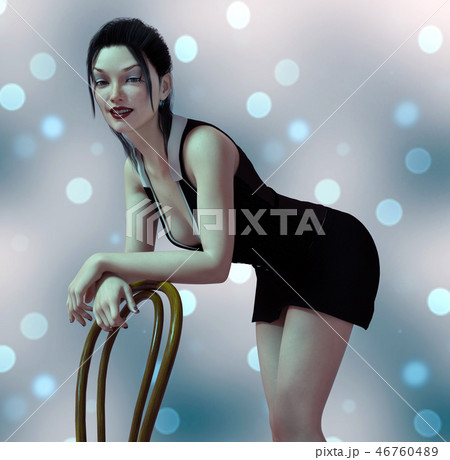 Woman in sexy clothes leans over a chair 46760489
